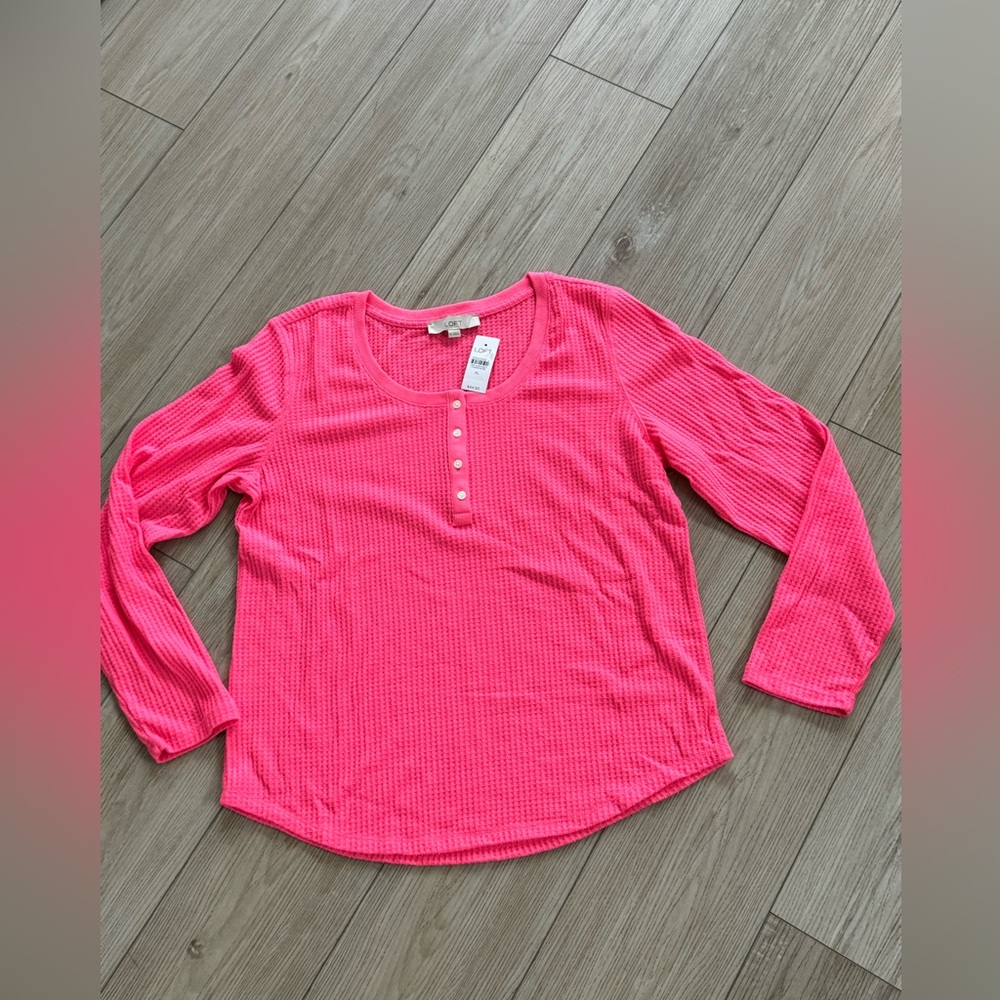 Loft hot pink waffle knot shirt NWT size XL